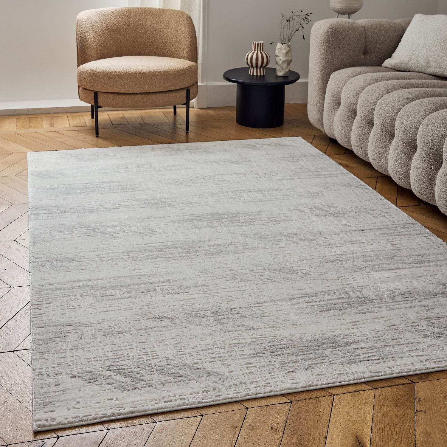 Carmel Cream-Grey Abstract Rug | 6030 - PN Home