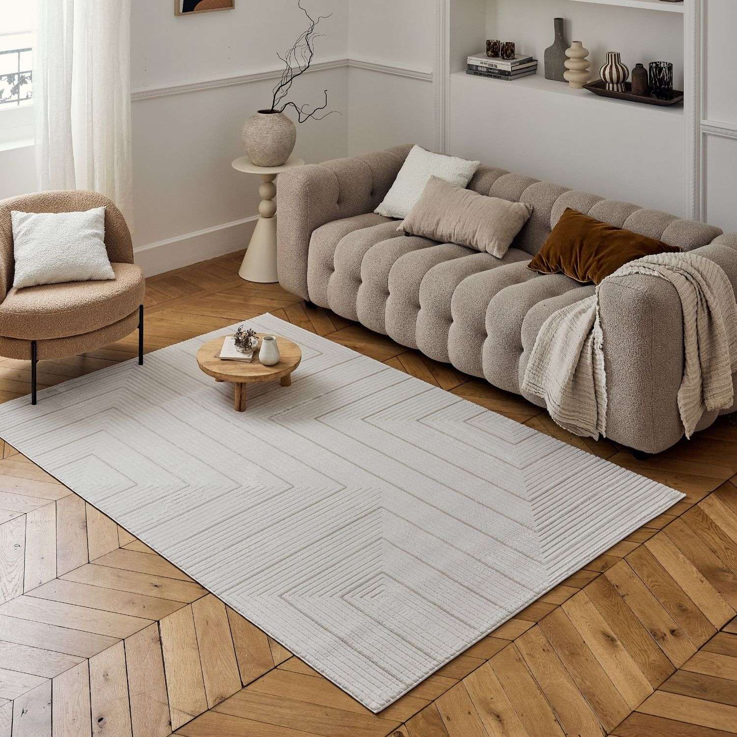 Carmel Cream-Beige Geometric Rug | 6040 - PN Home