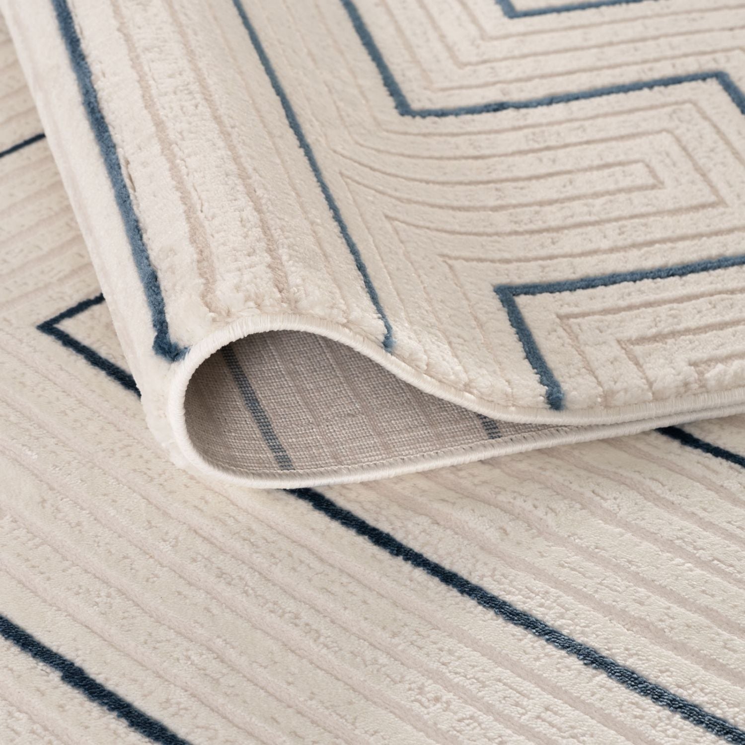 Carmel Cream-Blue Geometric Rug | 6040 - PN Home