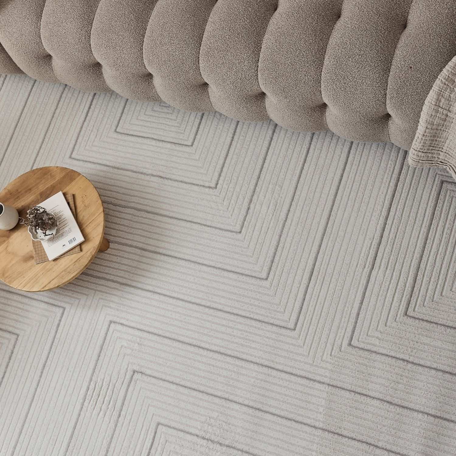 Carmel Cream-Grey Geometric Rug | 6040 - PN Home