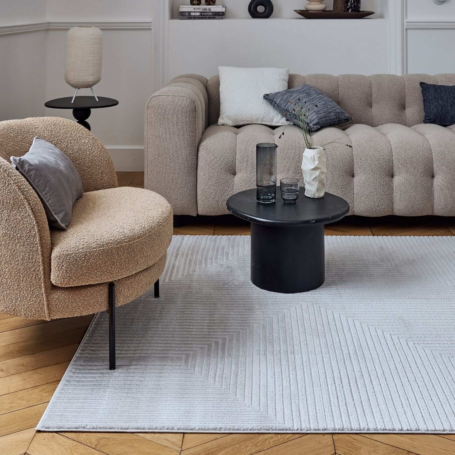 Carmel Grey-Cream Geometric Rug | 6050 - PN Home