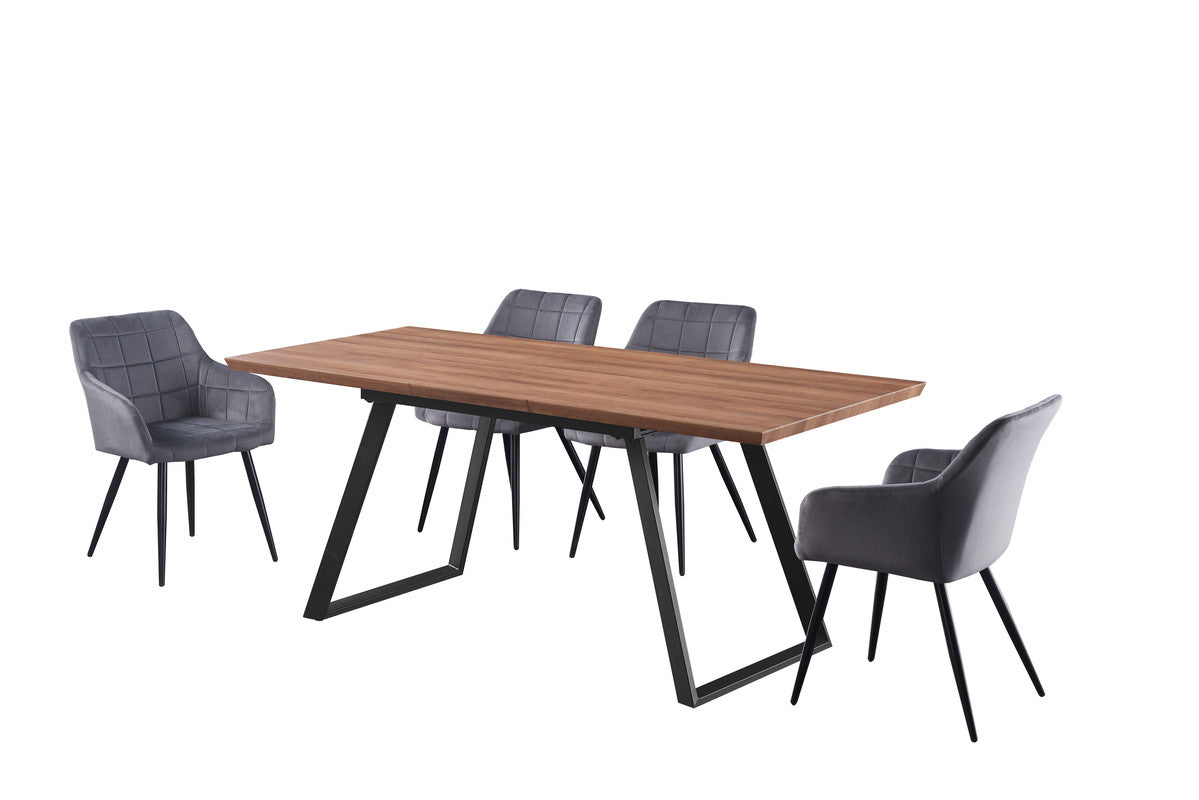 Camden Toga Brown LUX Dining Set with 4 Velvet Chairs