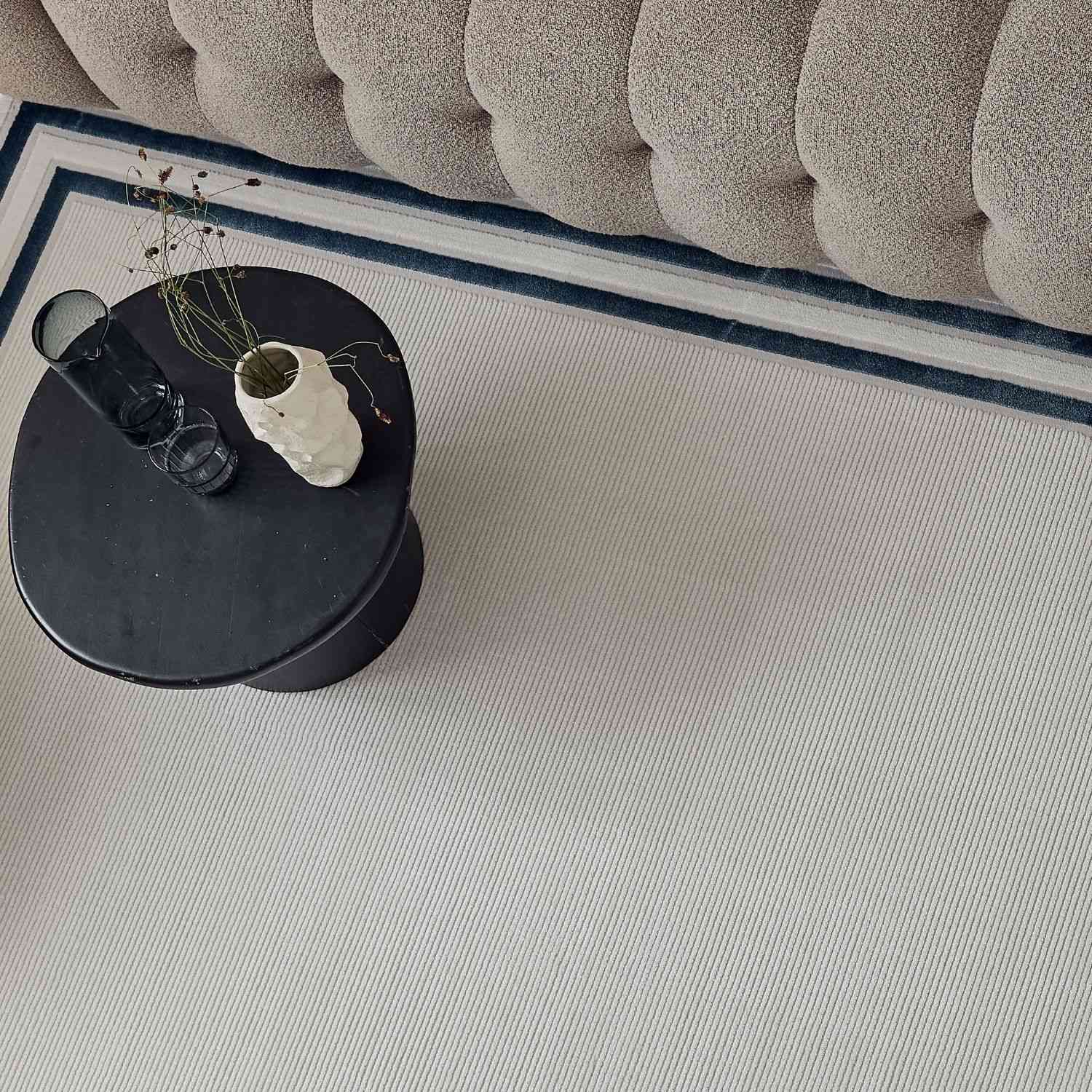 Carmel Cream-Blue Bordered Rug | 6060 - PN Home
