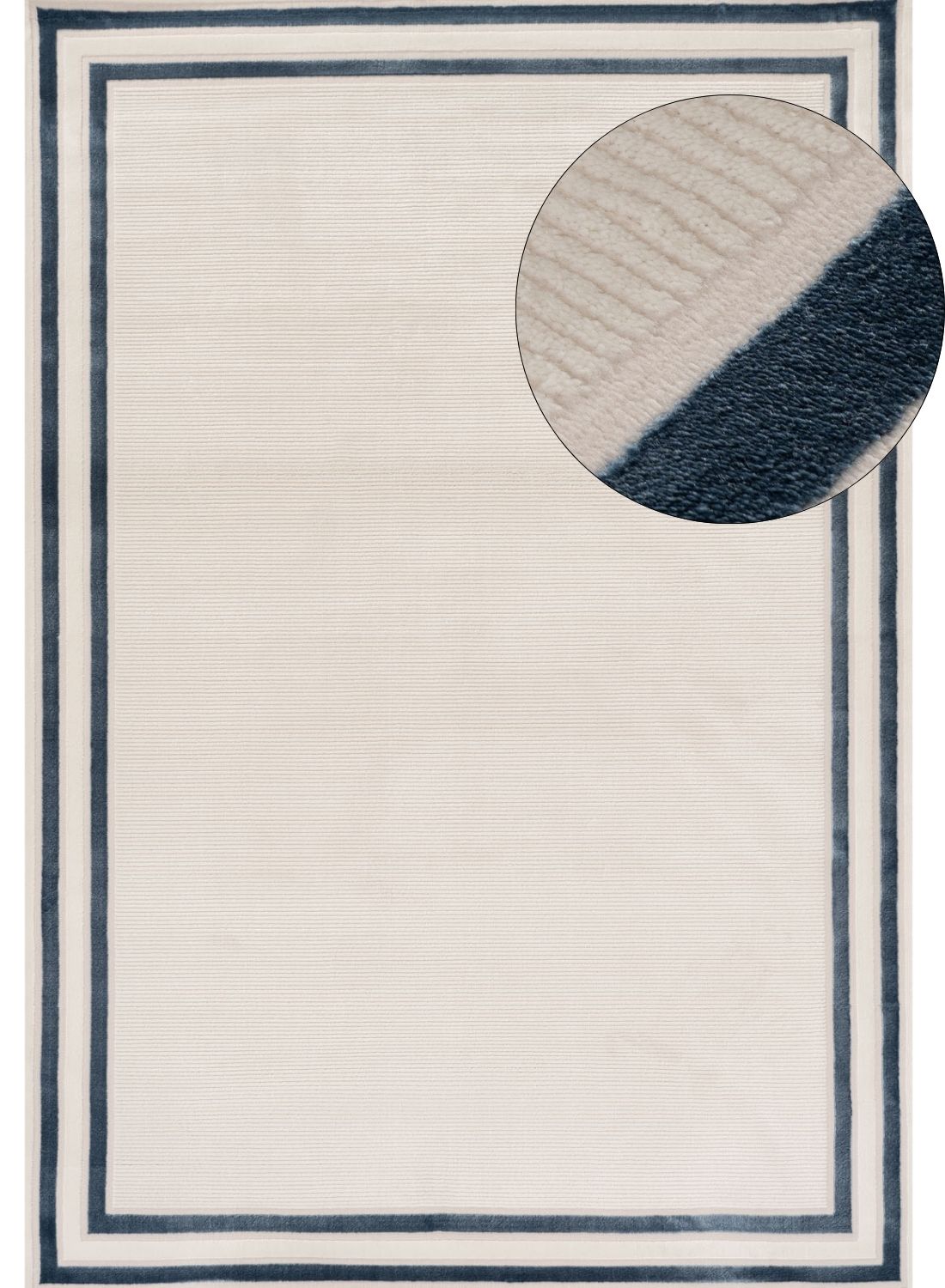 Carmel Cream-Blue Bordered Rug | 6060 - PN Home