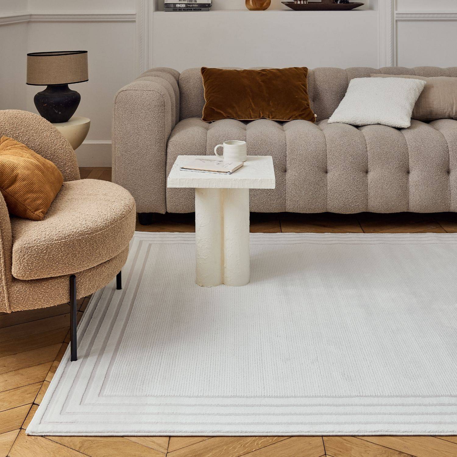 Carmel Cream Bordered Rug | 6060 - PN Home