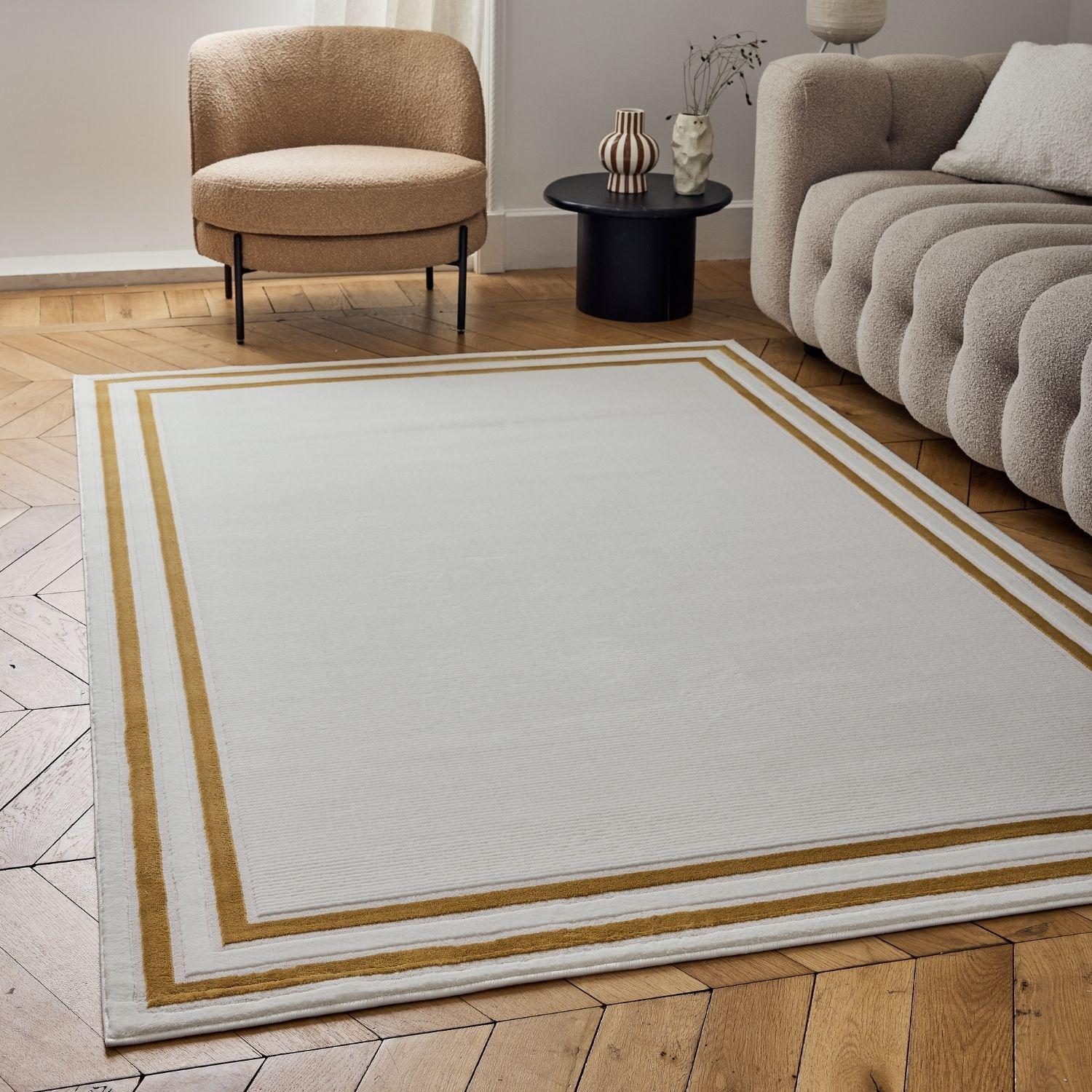 Carmel Cream-Gold Bordered Rug | 6060 - PN Home