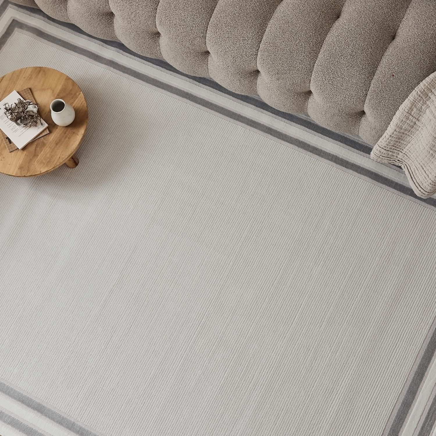 Carmel Cream-Grey Bordered Rug | 6060 - PN Home