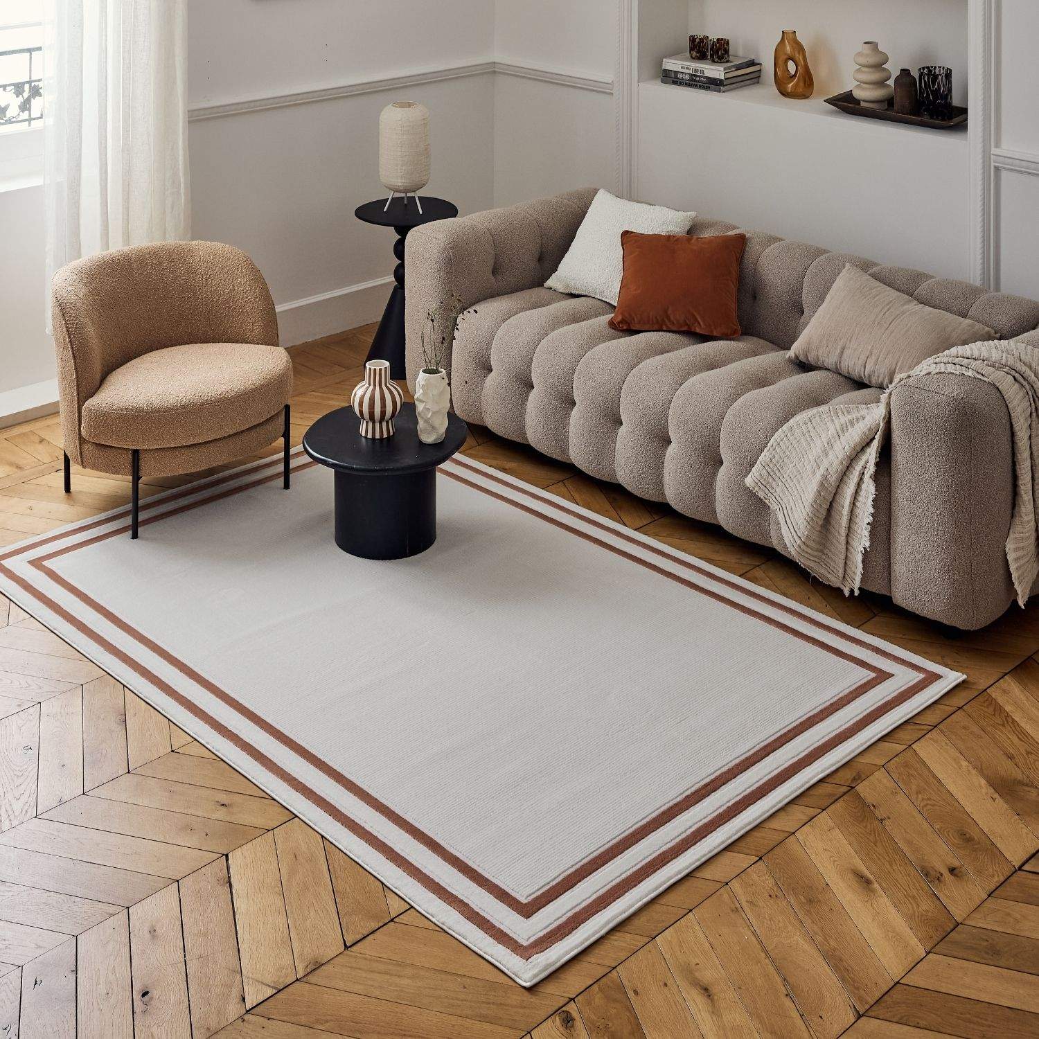 Carmel Cream-Terra Bordered Rug | 6060 - PN Home