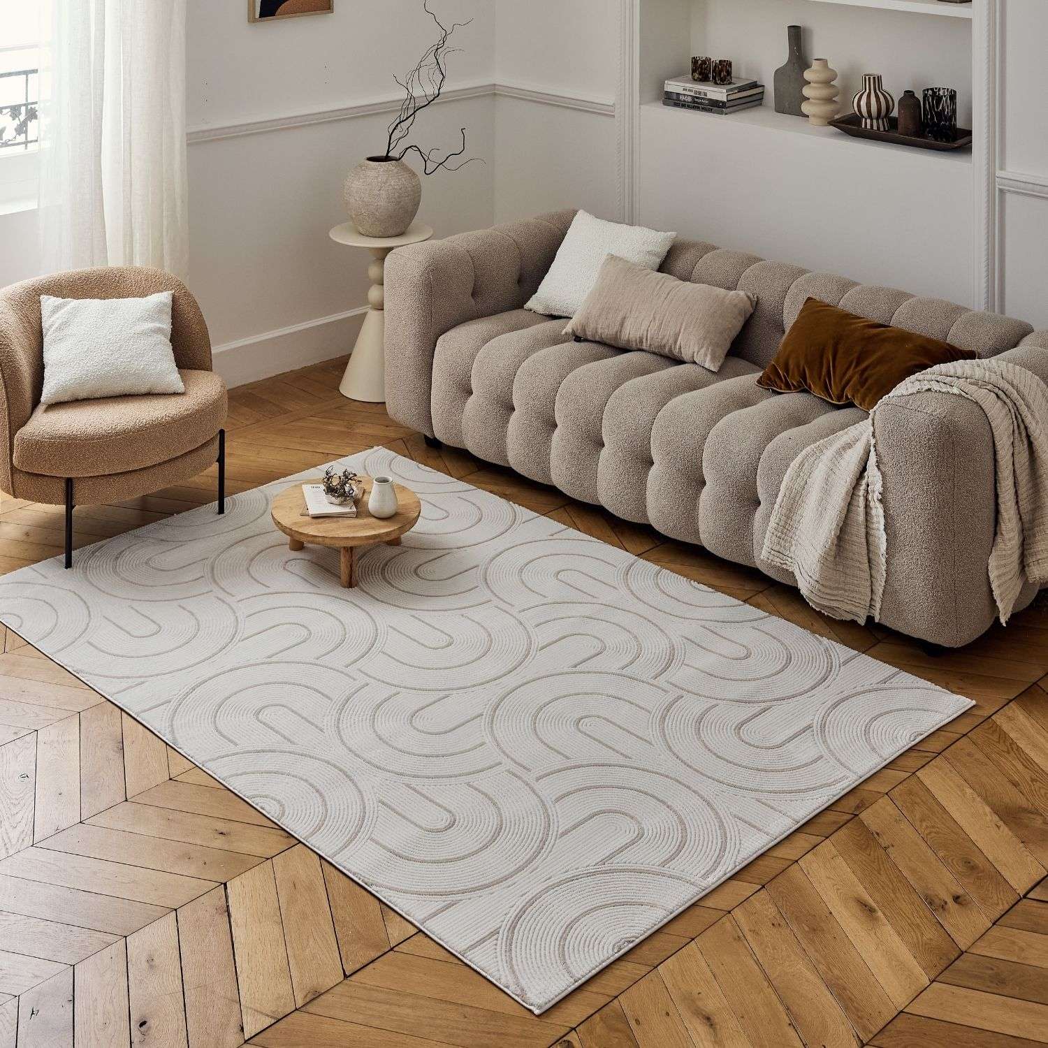 Carmel Cream-Beige Geometric Rug | 6070 - PN Home
