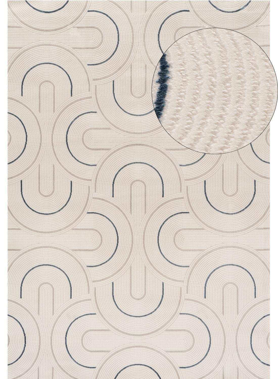 Carmel Cream-Blue Geometric Rug | 6070 - PN Home