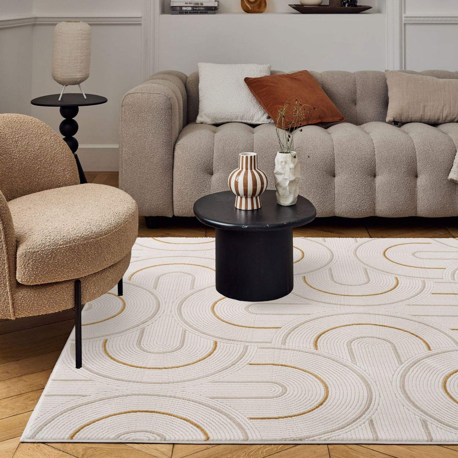 Carmel Cream-Gold Geometric Rug | 6070 - PN Home