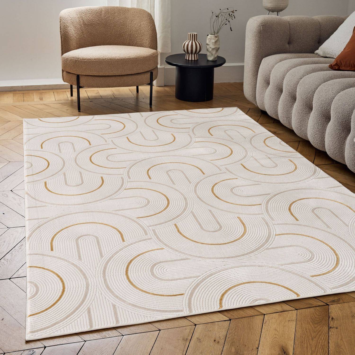Carmel Cream-Gold Geometric Rug | 6070 - PN Home