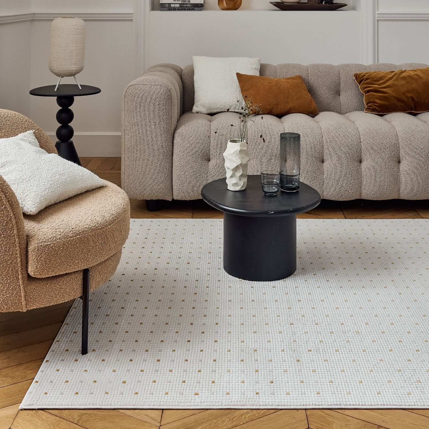Carmel Cream-Gold Dots Rug | 6080 - PN Home