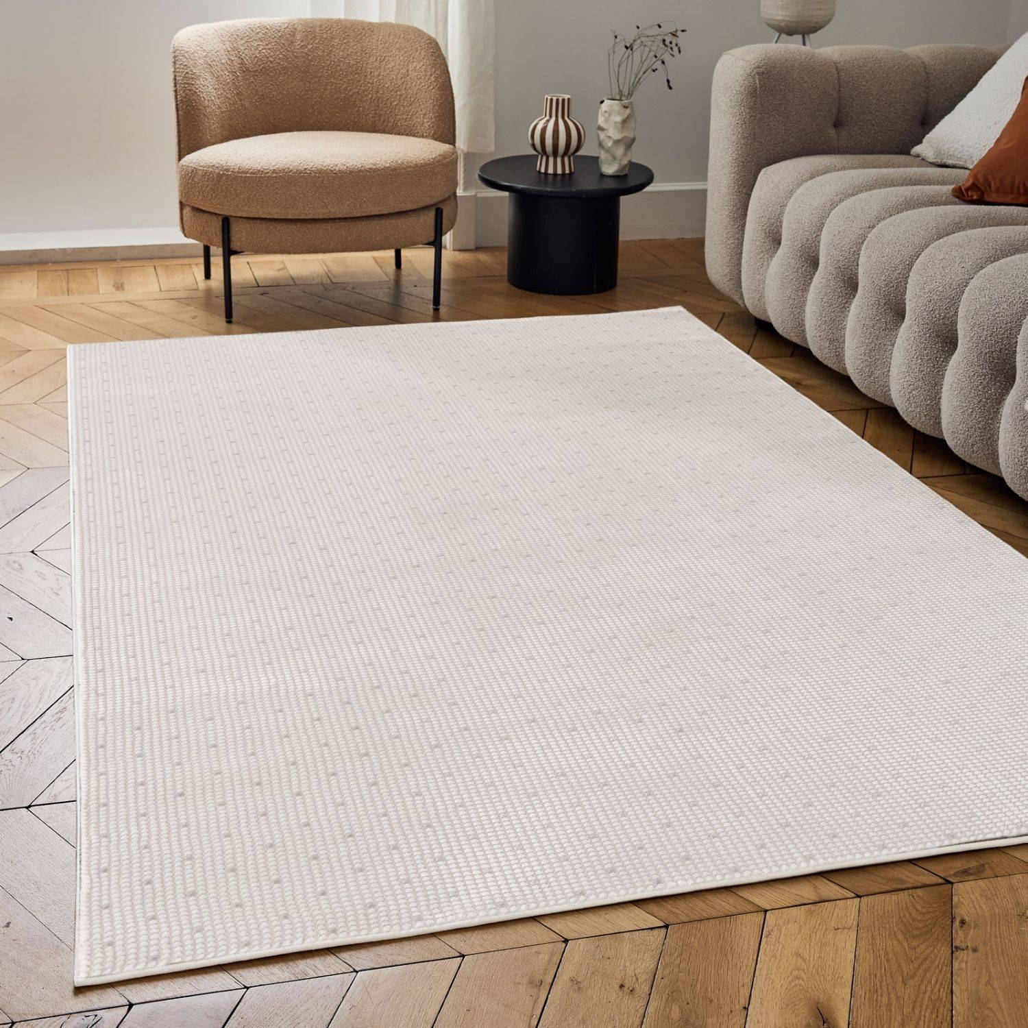 Carmel Cream-Grey Dots Rug | 6080 - PN Home