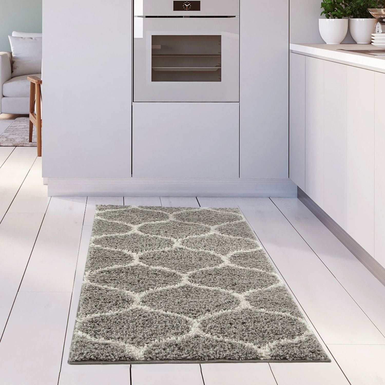 Moroccan Grey Shaggy Rug | 610 - PN Home