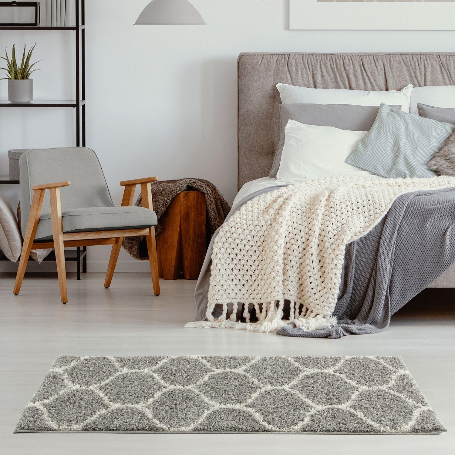 Moroccan Grey Shaggy Rug | 610 - PN Home