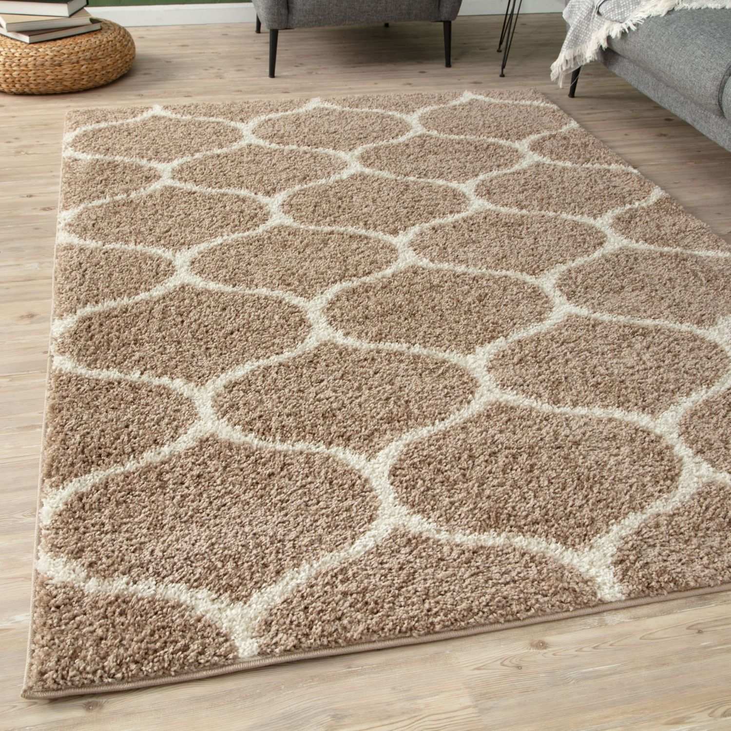 Moroccan Beige Shaggy Rug | 620 - PN Home