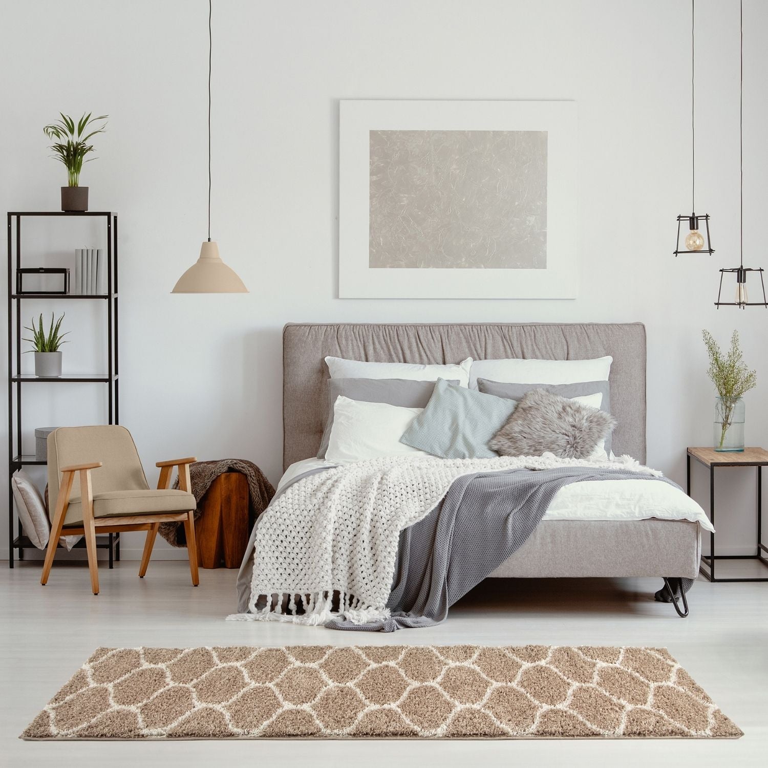Moroccan Beige Shaggy Rug | 620 - PN Home