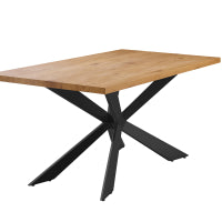 Vittorio Duke Oak LUX Dining Set with 6 Tan Velvet Chairs