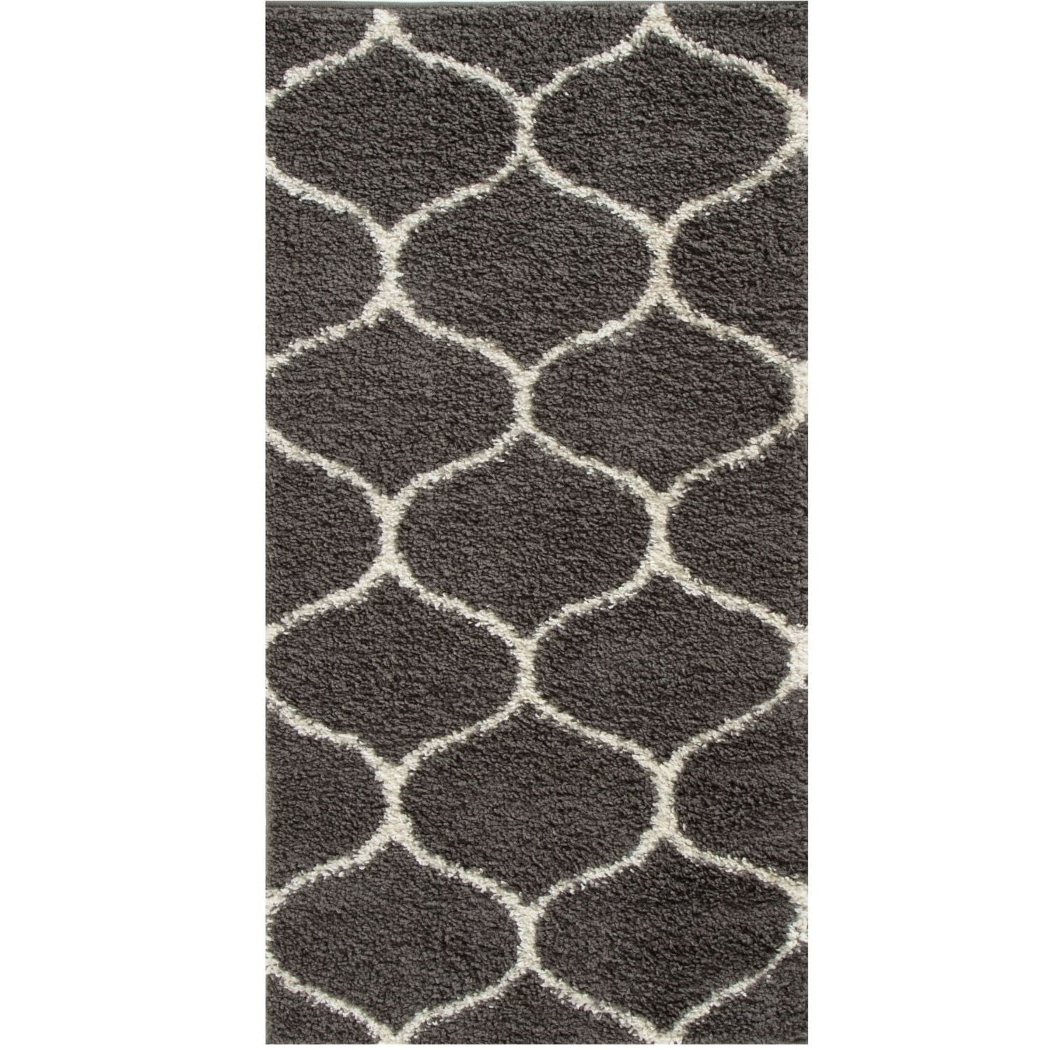 Moroccan Dark Grey Shaggy Rug | 640 - PN Home
