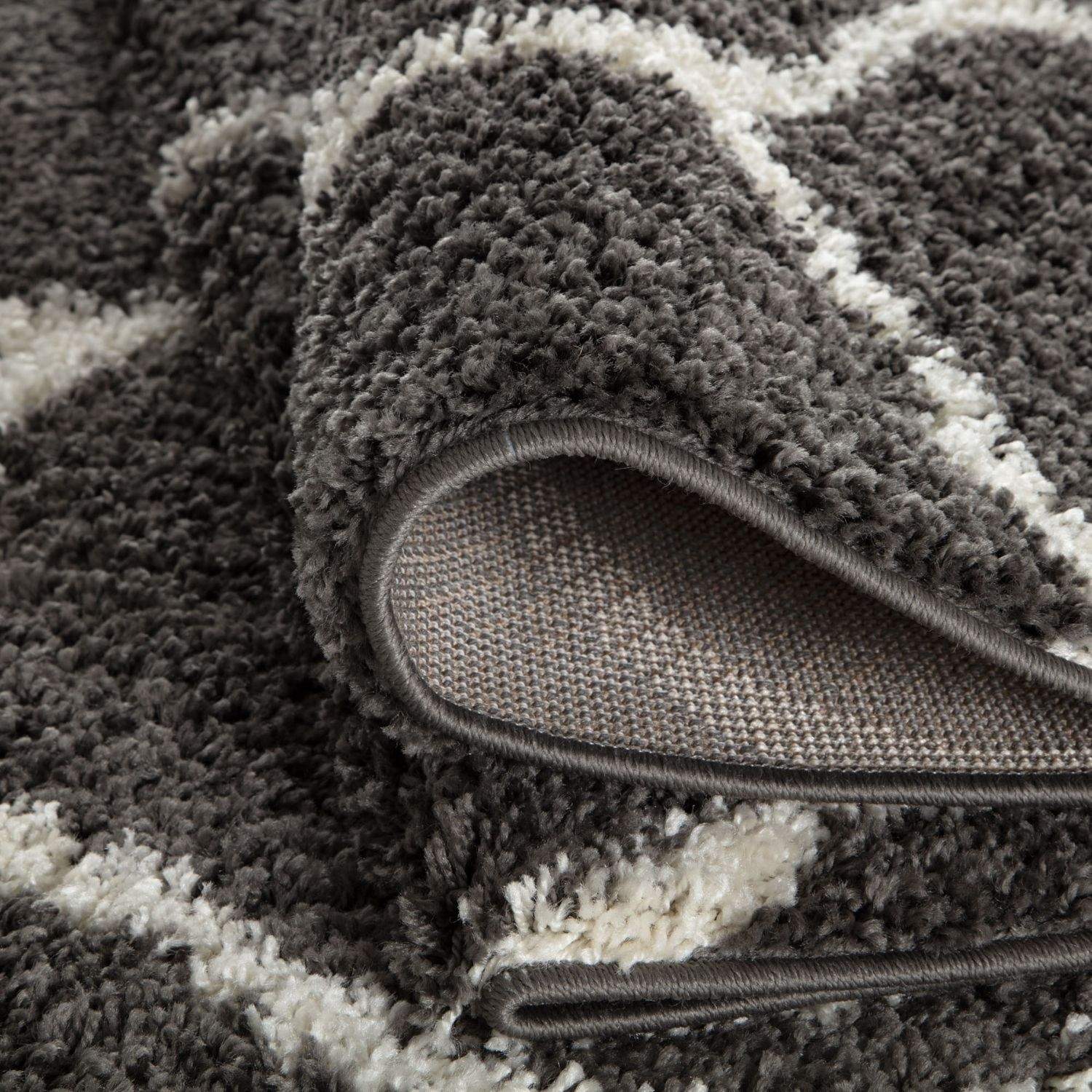 Moroccan Dark Grey Shaggy Rug | 640 - PN Home