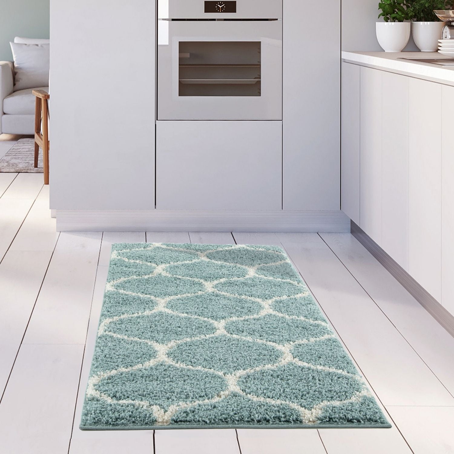 Moroccan Duck Egg Blue Shaggy Rug | 650 - PN Home