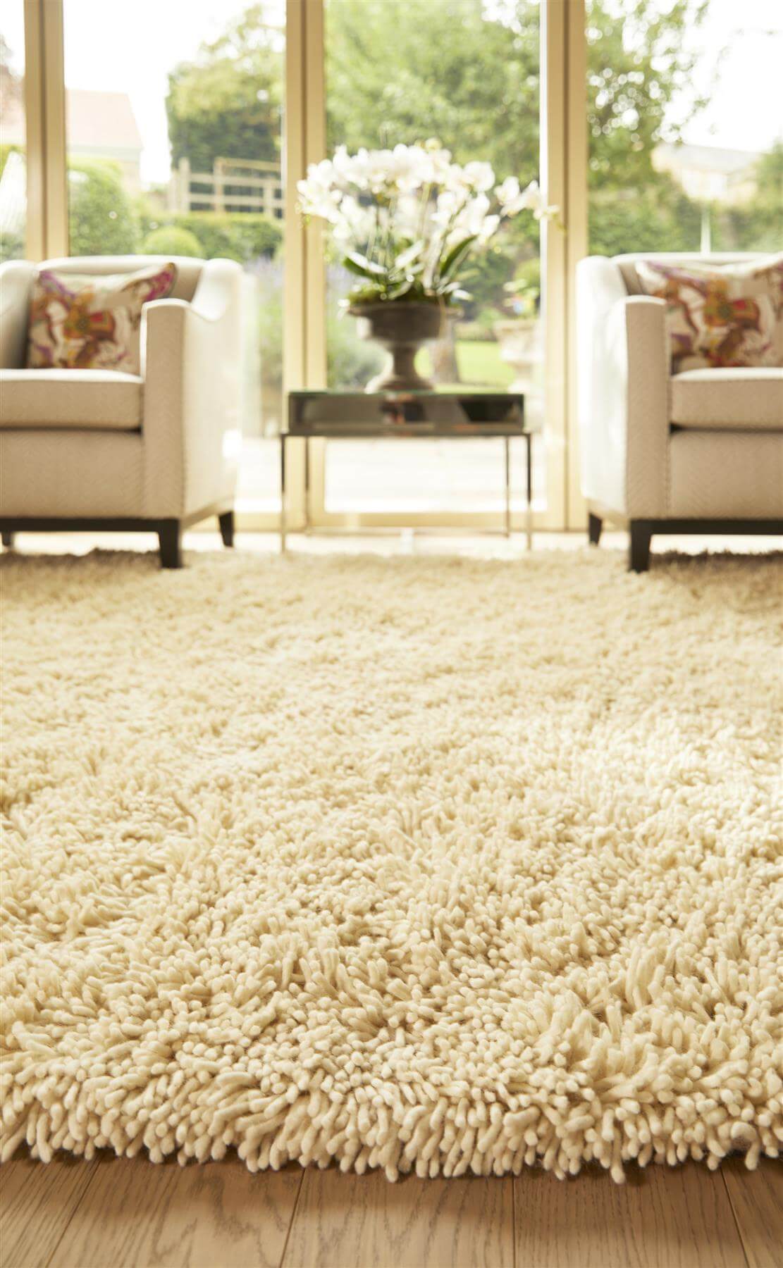 Imperial Ivory Shaggy Pile Wool Rug - PN Home