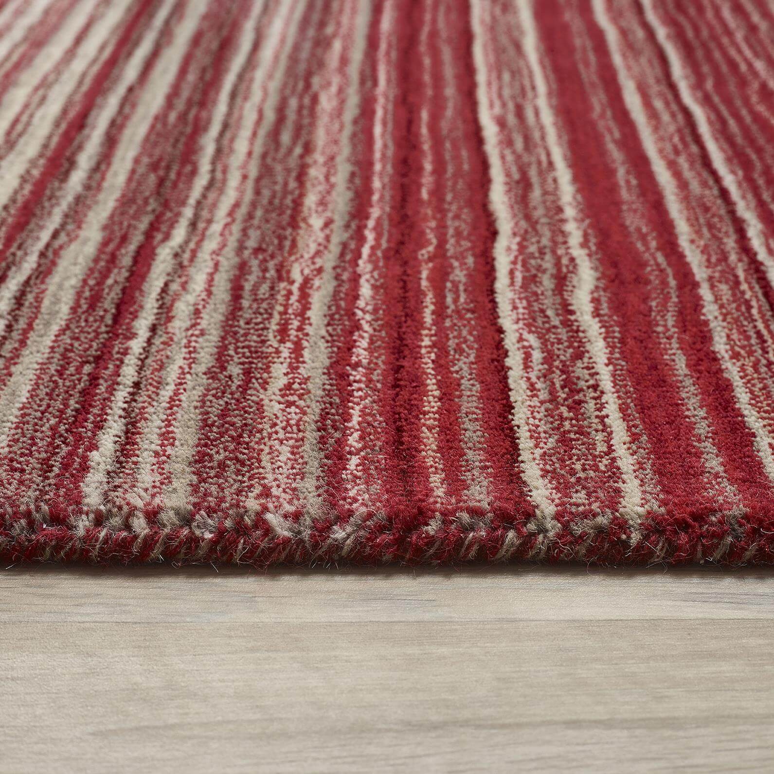 Fine Stripes Red Wool Rug - PN Home