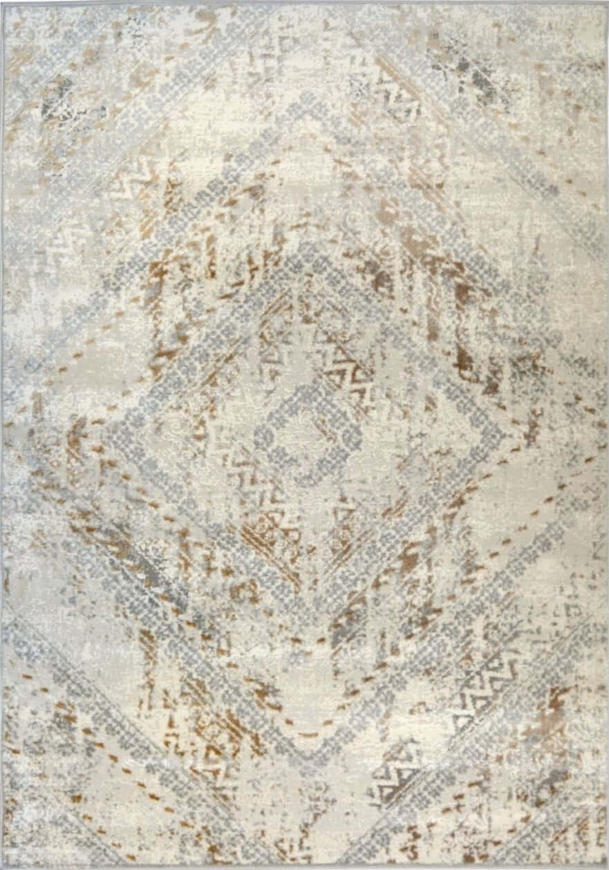 Abstract Vintage Cream/Ochre Rug | D176F - PN Home