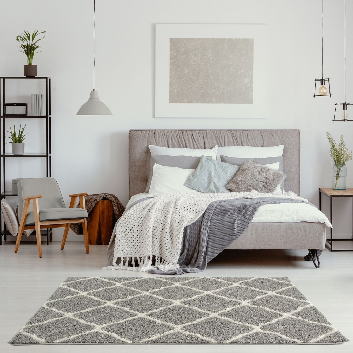 Moroccan Grey Shaggy Rug | 710 - PN Home