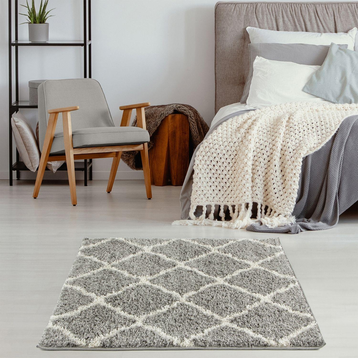 Moroccan Grey Shaggy Rug | 710 - PN Home