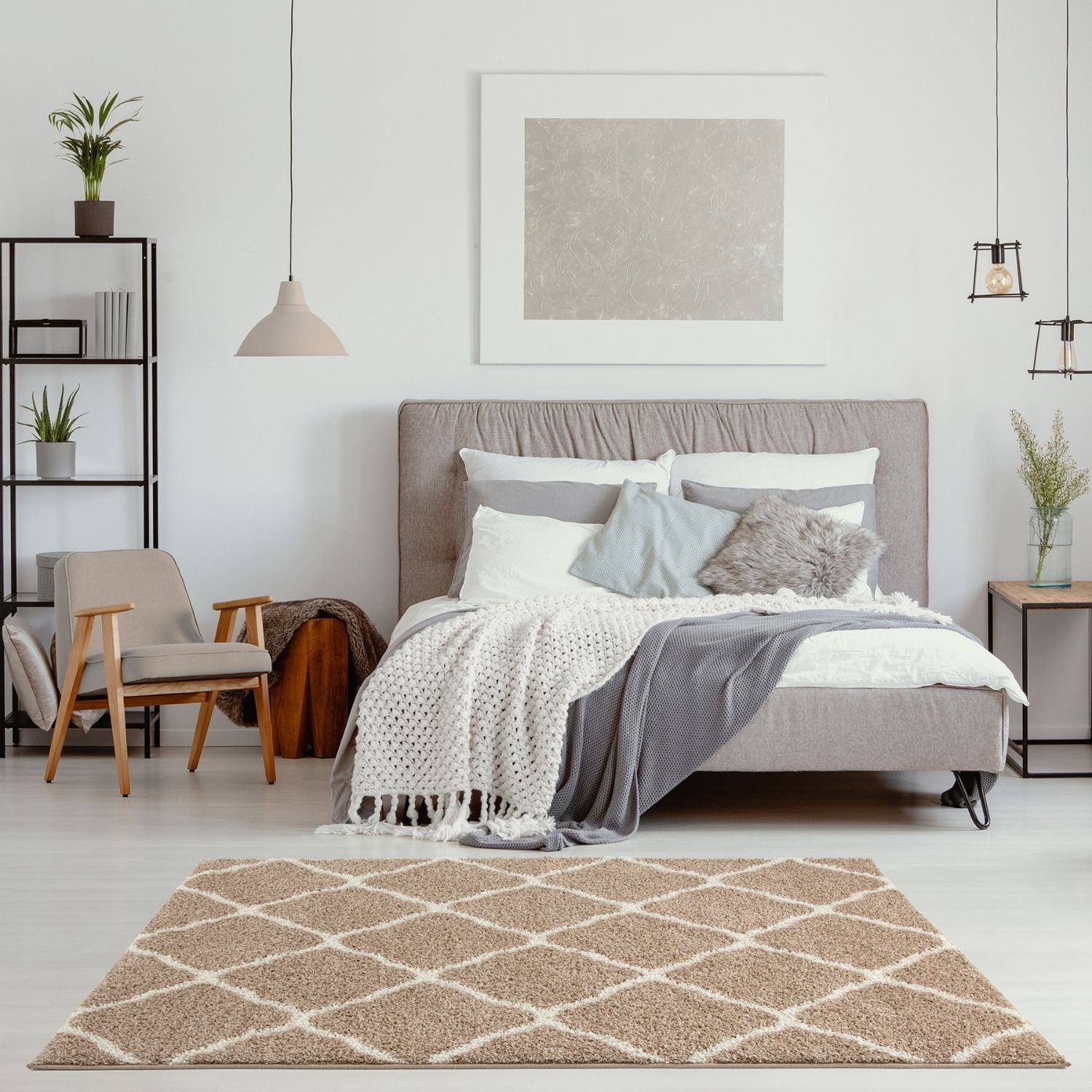 Moroccan Beige Shaggy Rug | 720 - PN Home