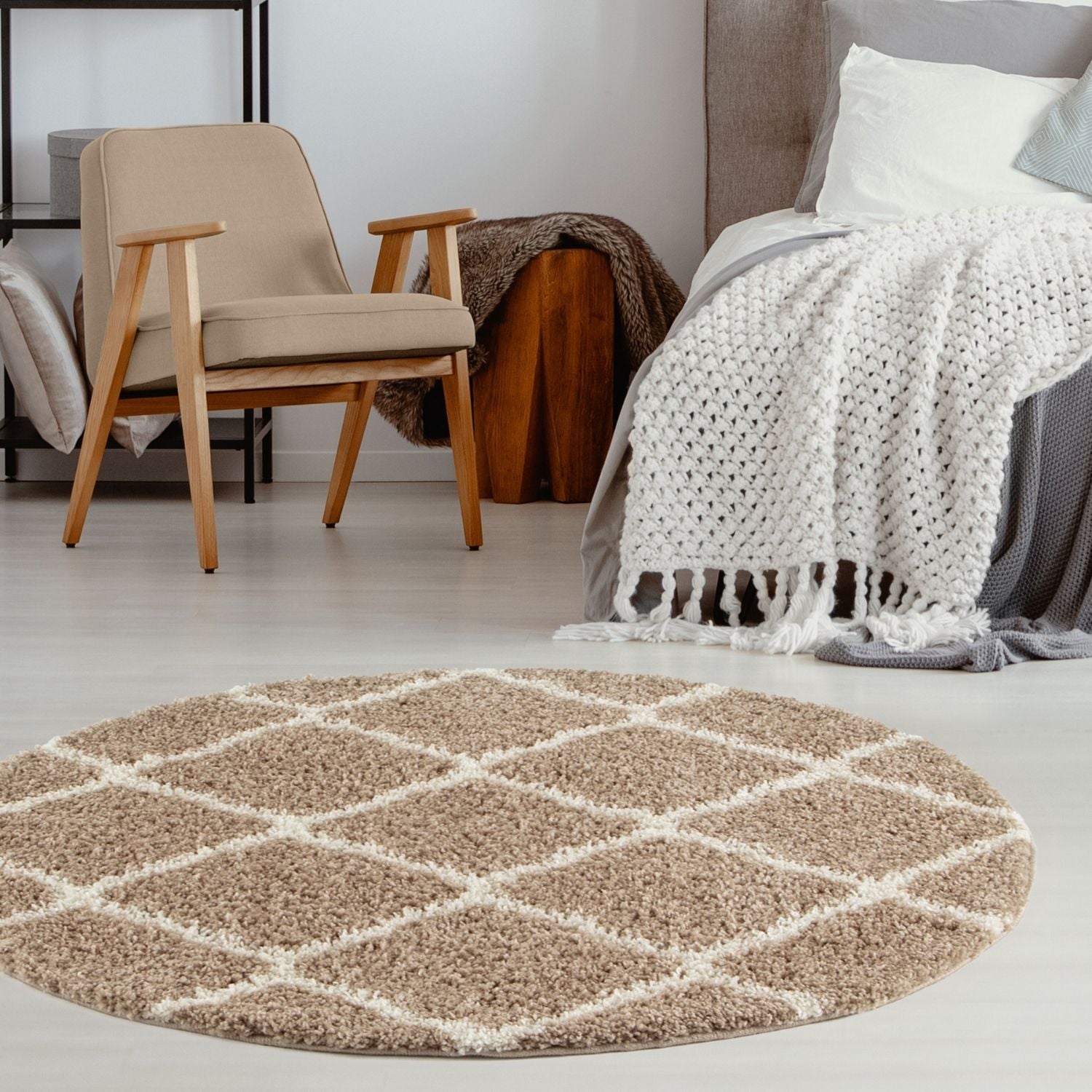 Moroccan Beige Shaggy Rug | 720 - PN Home