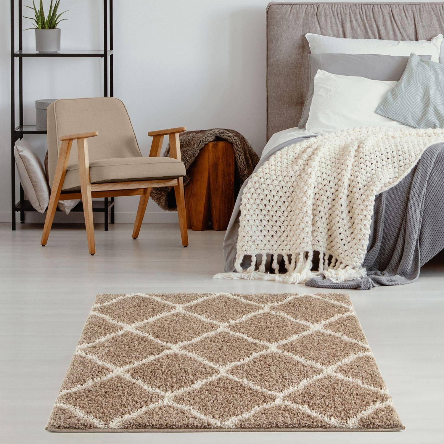 Moroccan Beige Shaggy Rug | 720 - PN Home