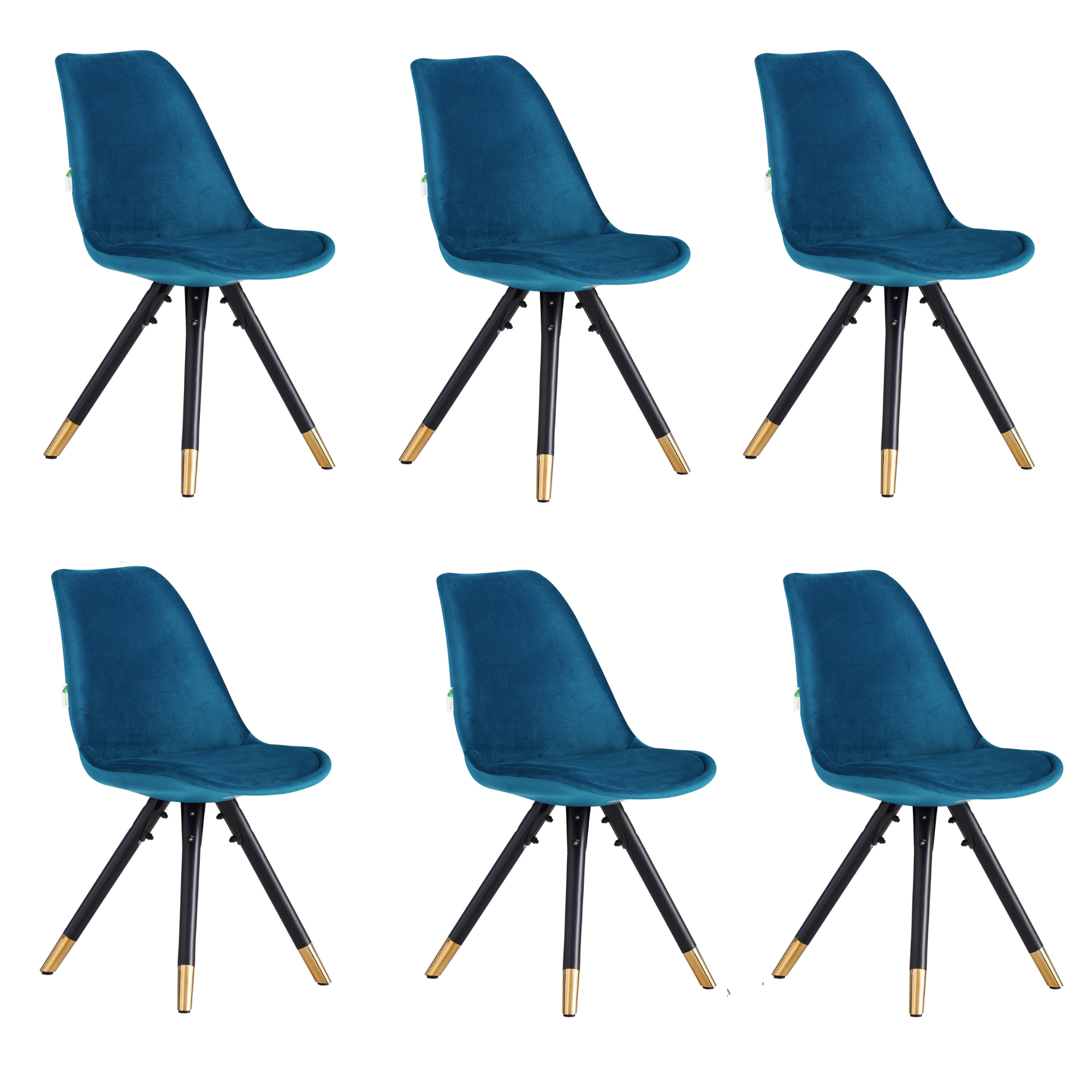 Sofia Cosmo Black LUX Dining Set with 6 Velvet Chairs