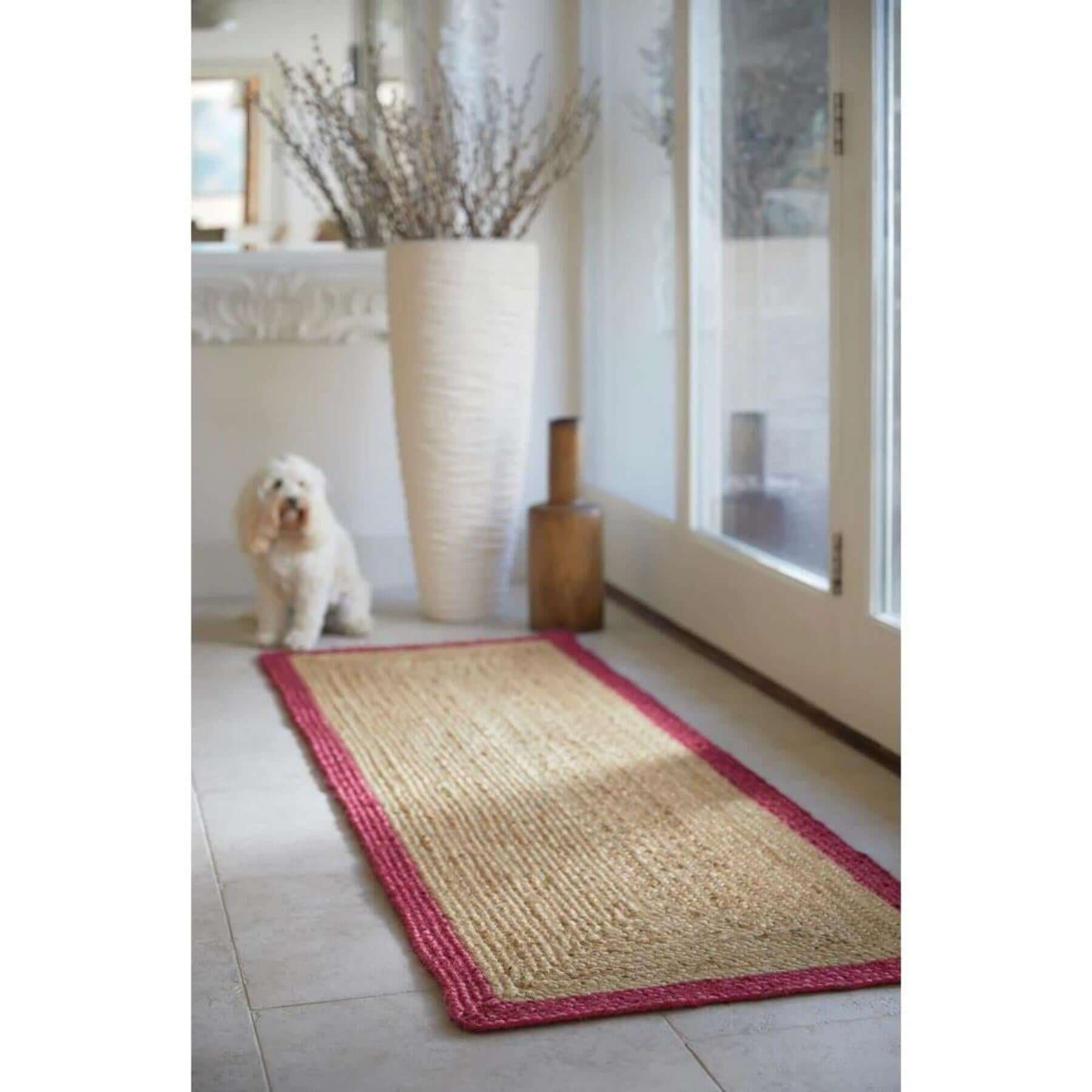 Bordered Raspberry Jute Rug - PN Home