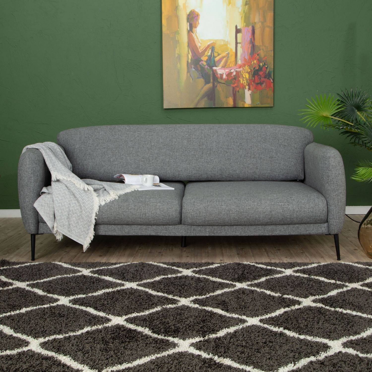 Moroccan Dark Grey Shaggy Rug | 740 - PN Home