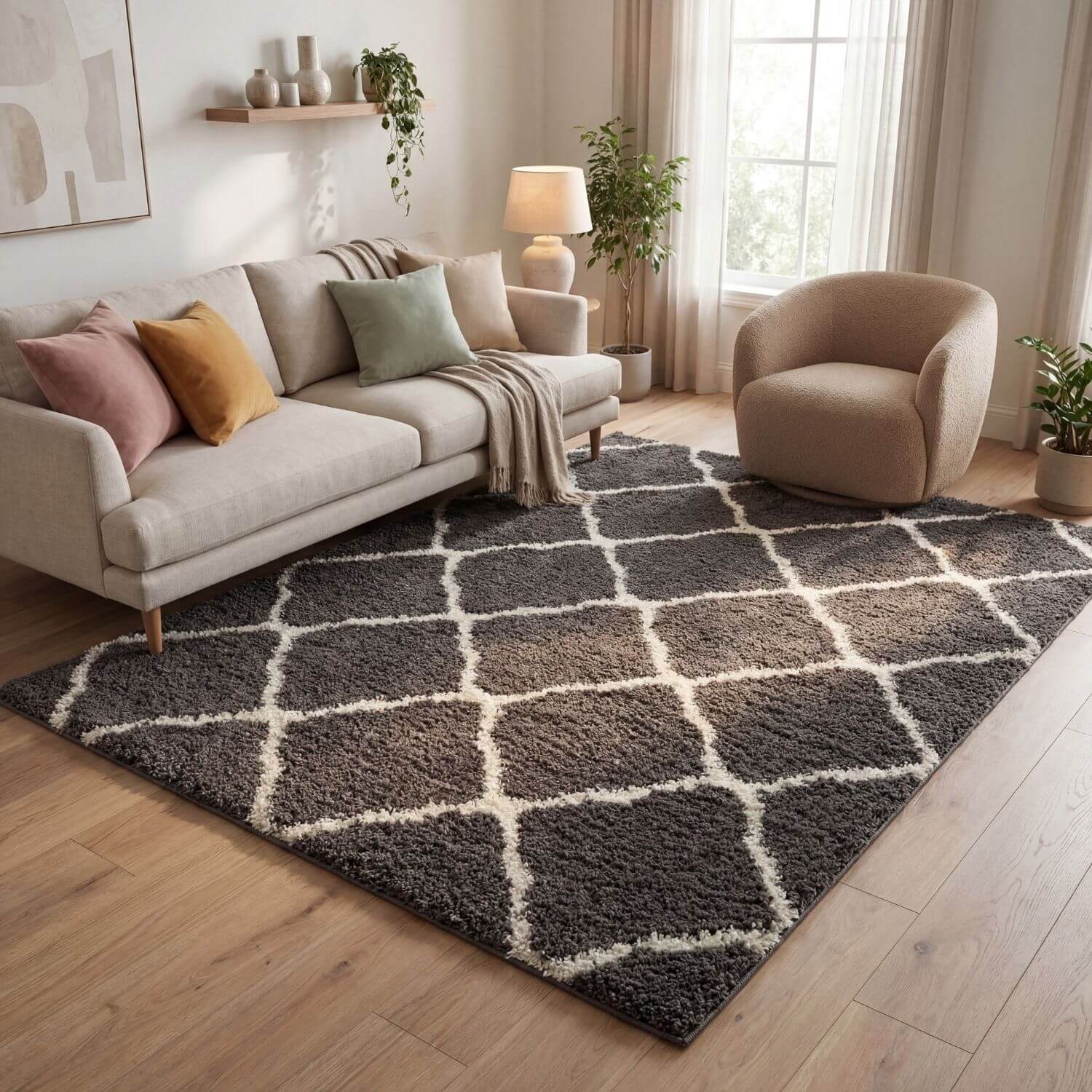 Moroccan Dark Grey Shaggy Rug | 740 - PN Home
