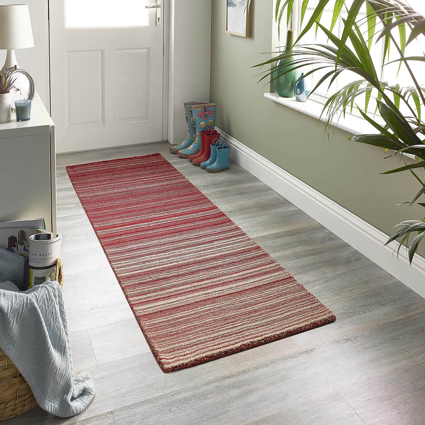 Fine Stripes Red Wool Rug - PN Home