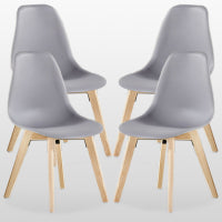 Rico Halo Dining Set with White Table and 4 Grey Chairs