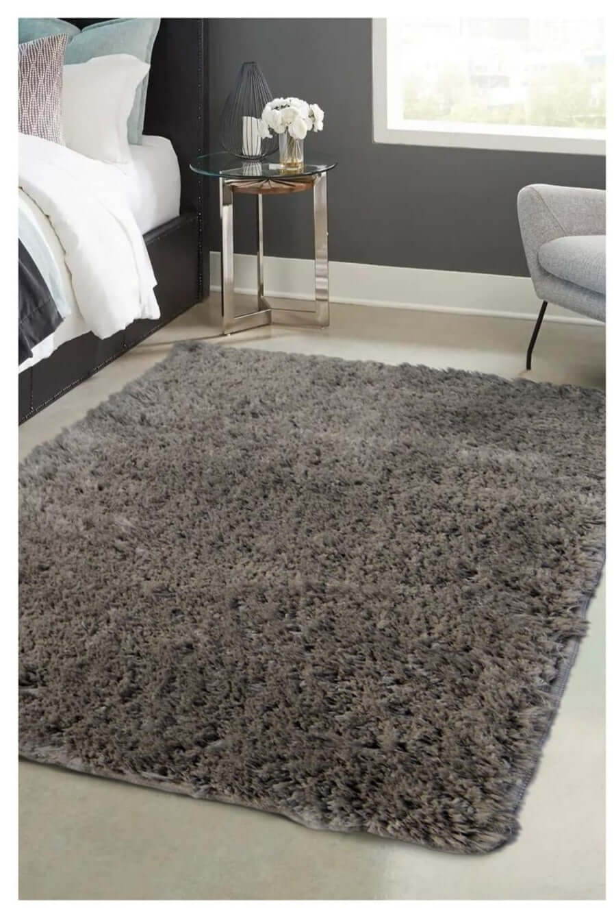 Soft Washable Grey Shaggy Rug | SA-04 - PN Home