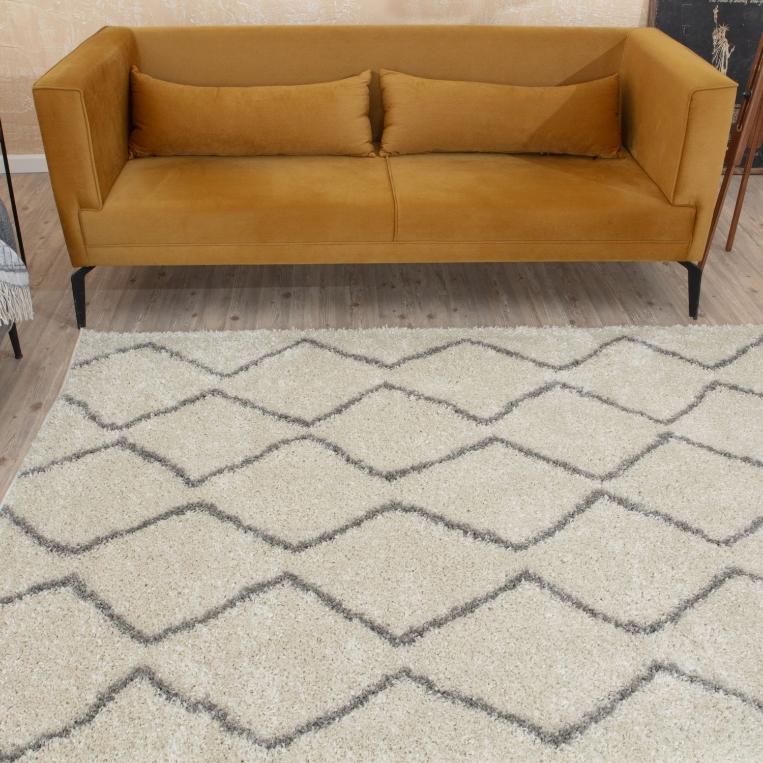 Moroccan Ivory Grey Shaggy Rug | 800 - PN Home