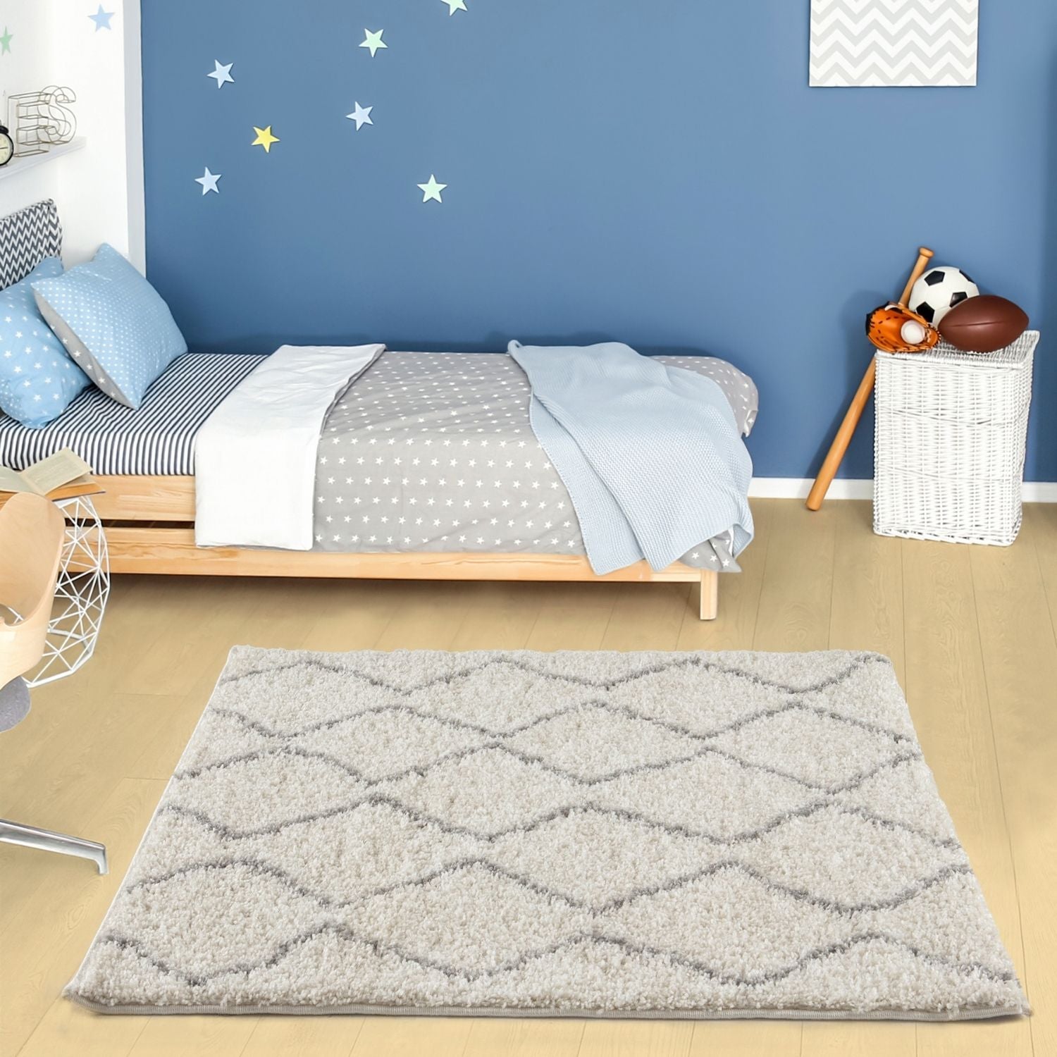 Moroccan Ivory Grey Shaggy Rug | 800 - PN Home