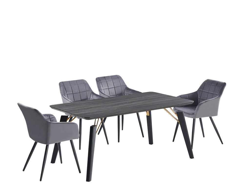 Camden Cosmo LUX Dining Set, a Table and Chairs Set of 4, Black/Dark Grey
