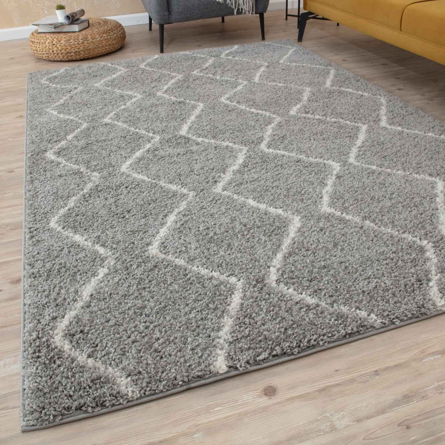 Moroccan Grey Shaggy Rug | 810 - PN Home