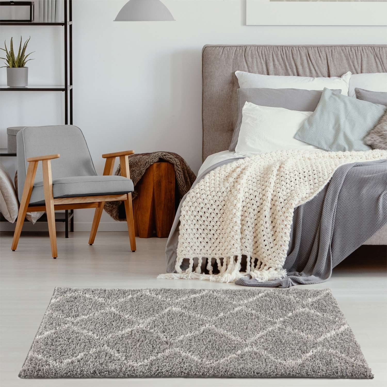 Moroccan Grey Shaggy Rug | 810 - PN Home
