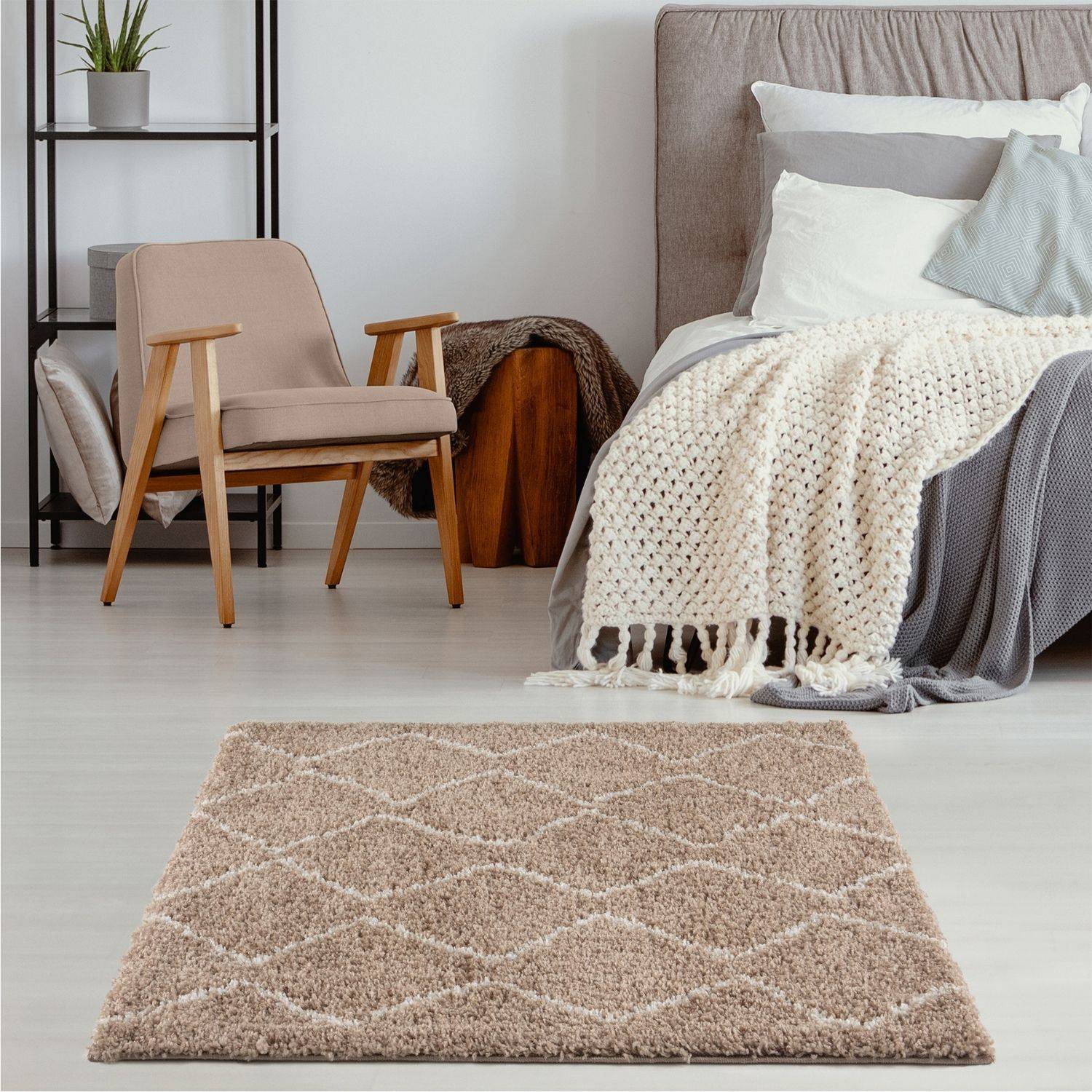 Moroccan Beige Shaggy Rug | 820 - PN Home