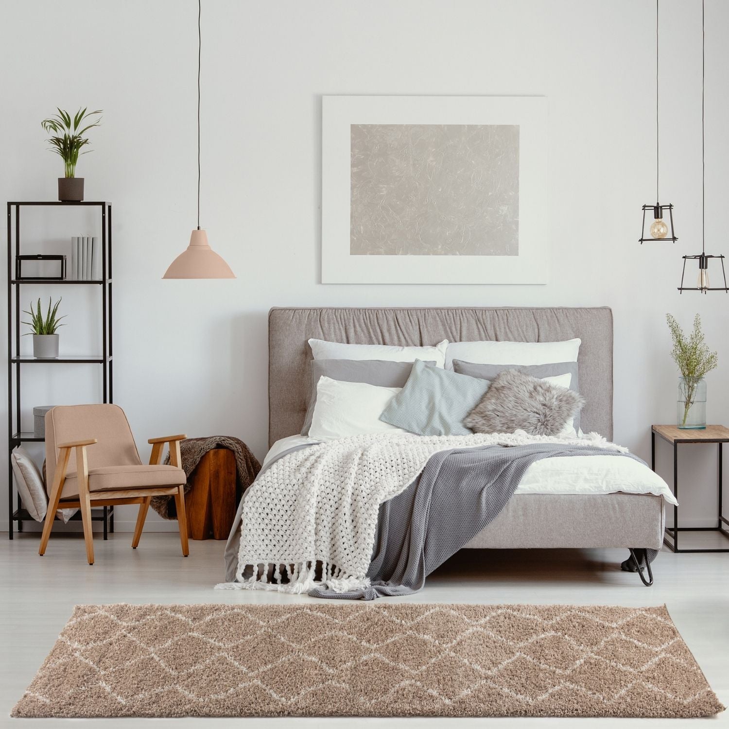 Moroccan Beige Shaggy Rug | 820 - PN Home
