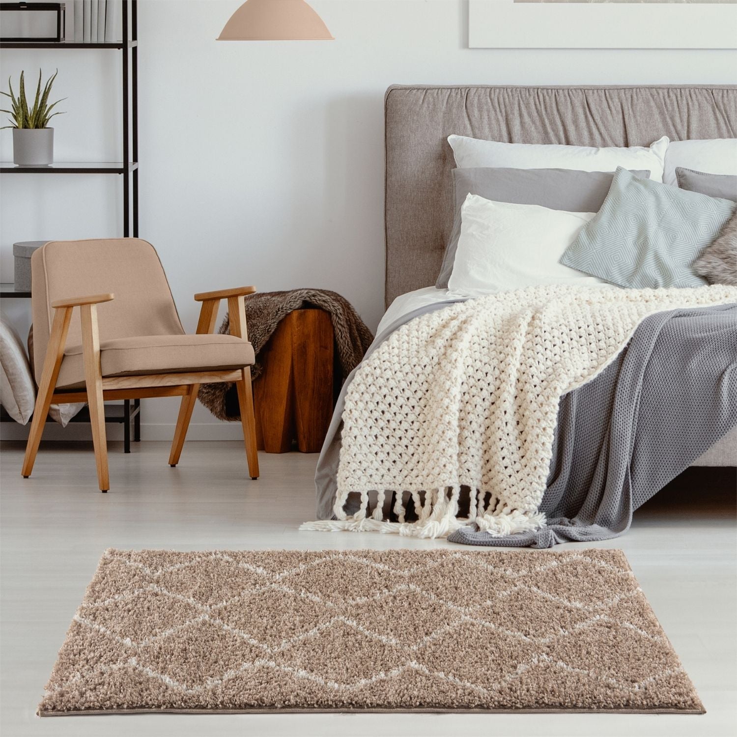 Moroccan Beige Shaggy Rug | 820 - PN Home