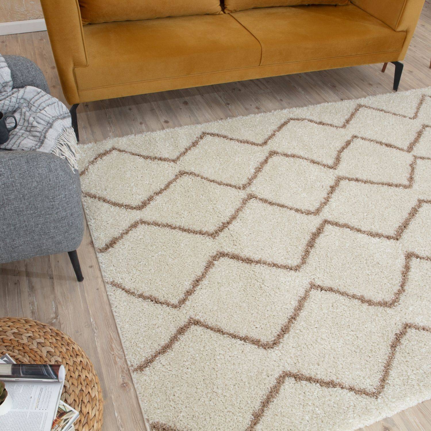 Moroccan Ivory Beige Shaggy Rug | 830 - PN Home
